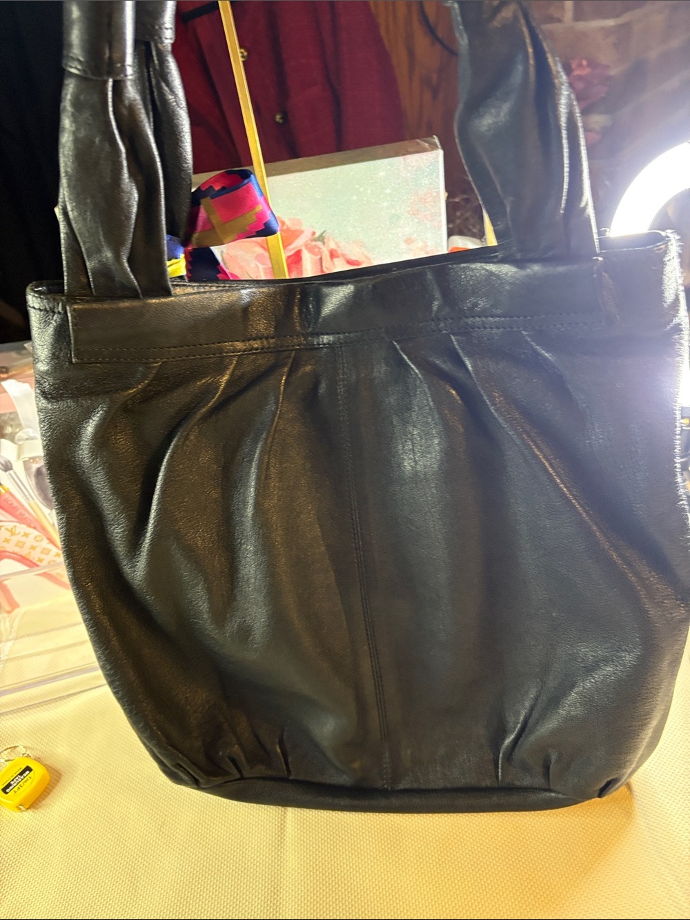 See by Chloé Black Leather Shoulder Bag with Multicolor Scarf Accent - Picture 3 of 13